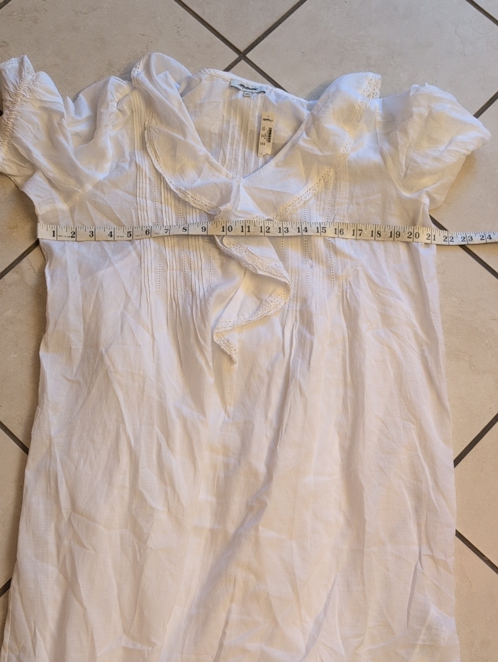 NWT Madewell Blaire Mini Dress White Cotton Voile Lined Short Sleeve Size L - Picture 7 of 11